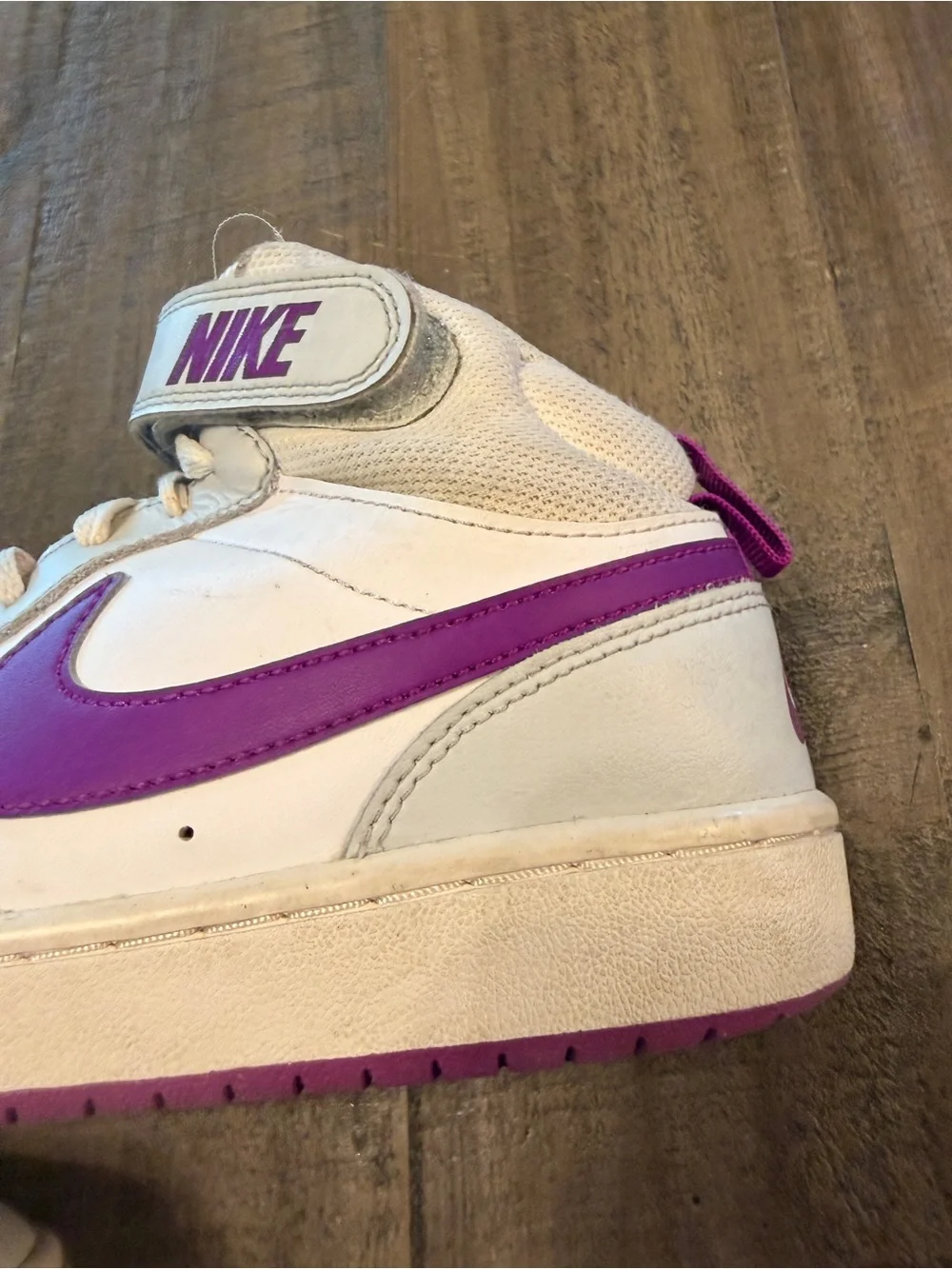 Nike Court Borough Mid 2 GS Pure Platinum Vivid Purple Girl's SZ 4.5Y CD7782-009